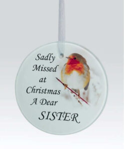 Sister Robin Glass Christmas Tree Hanging Plaque/Decoration Memorial Xmas Bauble