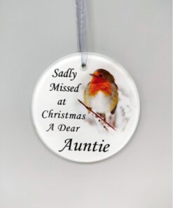 Auntie Robin Glass Christmas Tree Hanging Plaque/Decoration Memorial Xmas Bauble