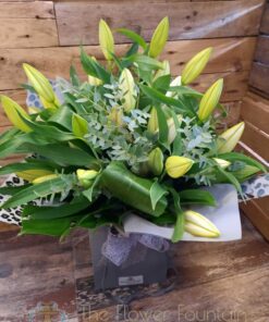 White oriental lilies and lush foliage flower bouquets are one of our all-time bestsellers, long-lasting and amazing fragrances, you cannot go wrong.