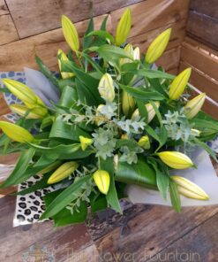 White oriental lilies and lush foliage flower bouquets are one of our all-time bestsellers, long-lasting and amazing fragrances, you cannot go wrong.