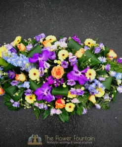 Yellow and Purple Double Ended Casket Spray - Florist Stoke on Trent