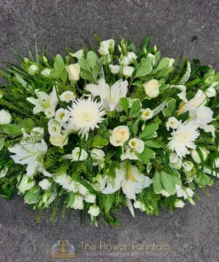 White Double Ended Casket Spray - The Flower Fountain Funeral Flowers Stoke on Trent