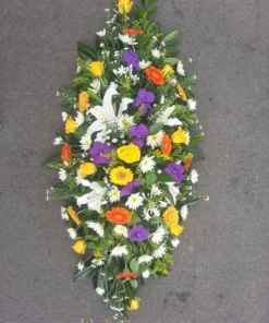 Bright Double Ended Coffin Spray - The Flower Fountain Funeral Florists Stoke on Trent