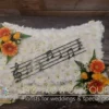 Bespoke Funeral Pillow with Acrylic Music Note | The Flower Fountain | Funeral Florists | Stoke on Trent