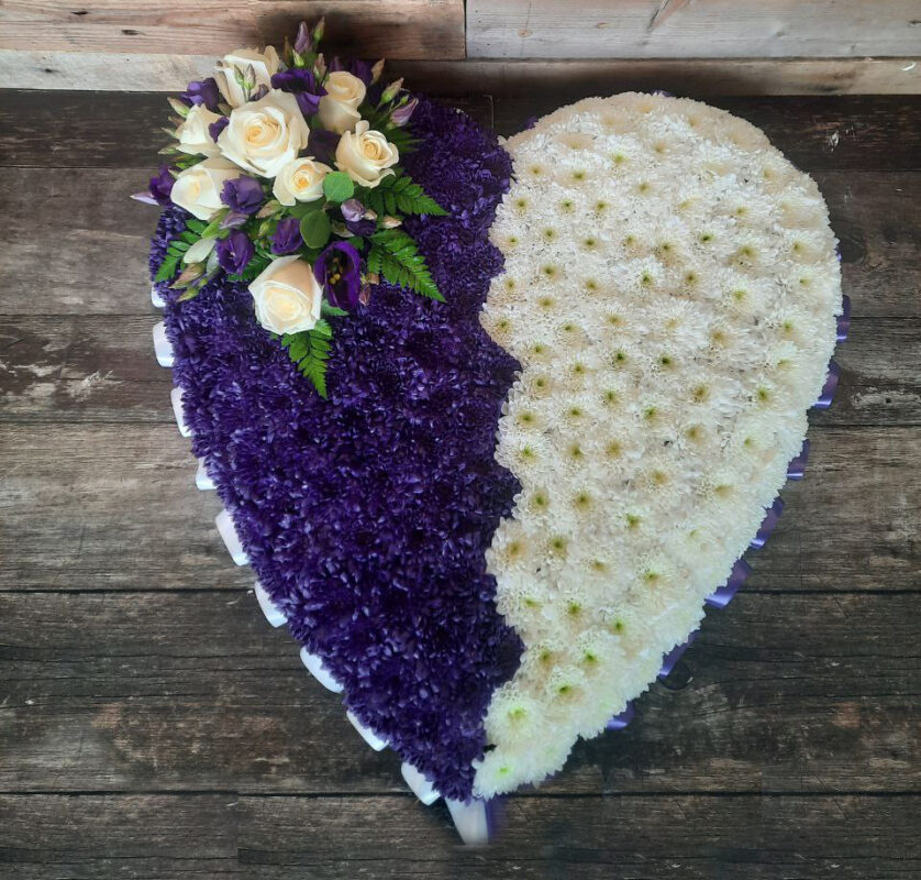 2 Tone Broken Heart Funeral Tribute |The Flower Fountain | Funeral Flowers | Stoke on Trent