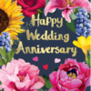 Happy Wedding Anniversary Floral Card by Sarah Kelleher